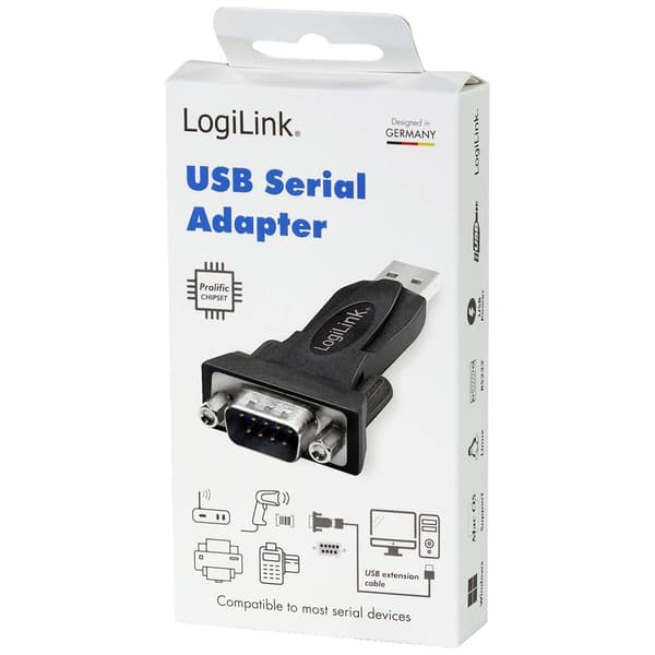 LogiLink Seriell Adapter [1x USB 2.0 A hane - 1x RS232-kontakt] Svart