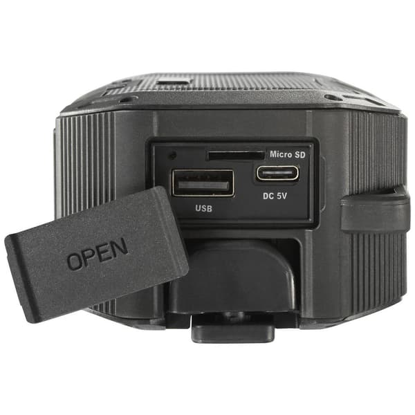 Utomhusradio Renkforce RF-CR-300 FM, AM uppladdningsbart, Solcellspanel, Handvev, Ficklampa Svart