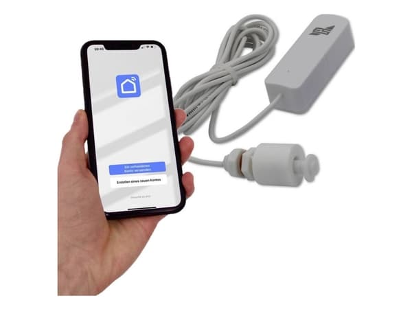 Schabus 200150 Vandsensor med App-styring, med svømmekontakt Batteridrevet