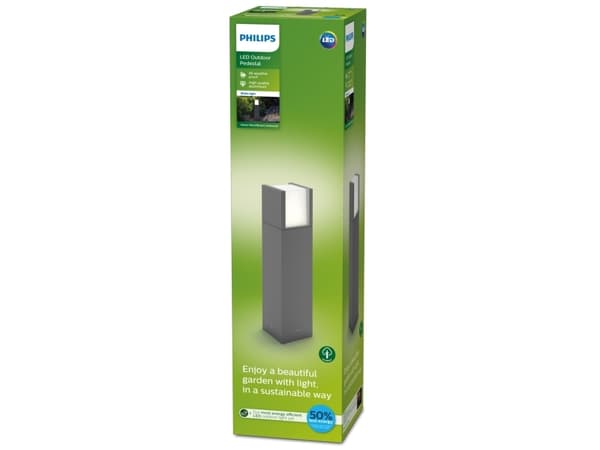 Philips Arbour piedestal-/gånglampa 3,8 W, Utomhus pelar-/stolpbelysning, Grå, Gjuten aluminium, IP44, Trädgård, II