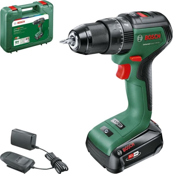 Bosch UniversalImpact 18V-60 - Borehammer/skruemaskine - akku - 2 hastigheder - borepatronnøgle 13 mm - 60 N m - 2 batterier - 18 V