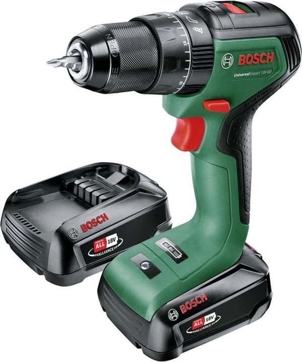 Bosch UniversalImpact 18V-60 - Borehammer/skruemaskine - akku - 2 hastigheder - borepatronnøgle 13 mm - 60 N m - 2 batterier - 18 V