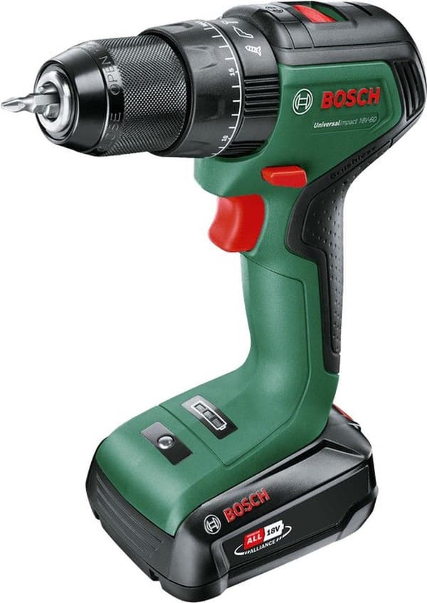Bosch UniversalImpact 18V-60 - Borehammer/skruemaskine - akku - 2 hastigheder - borepatronnøgle 13 mm - 60 N m - 2 batterier - 18 V
