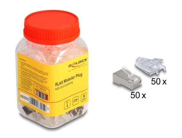 Delock - Nettverkkontakt - RJ-45 (hann) åpning foran - FTP - CAT 6 (en pakke 50)