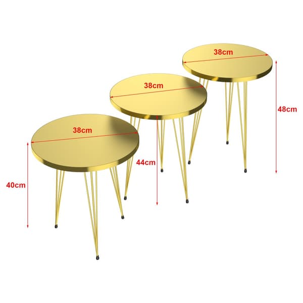 Sidobord Skibby set om 3 guld [en.casa]