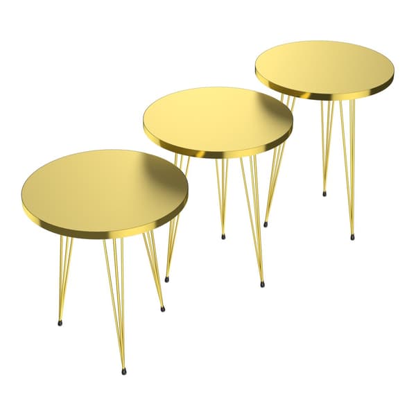 Sidobord Skibby set om 3 guld [en.casa]