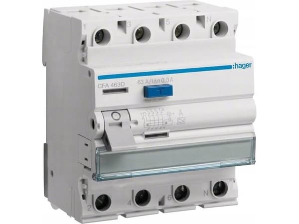 Hager CFA463D, 230/400, Grå, Hvid