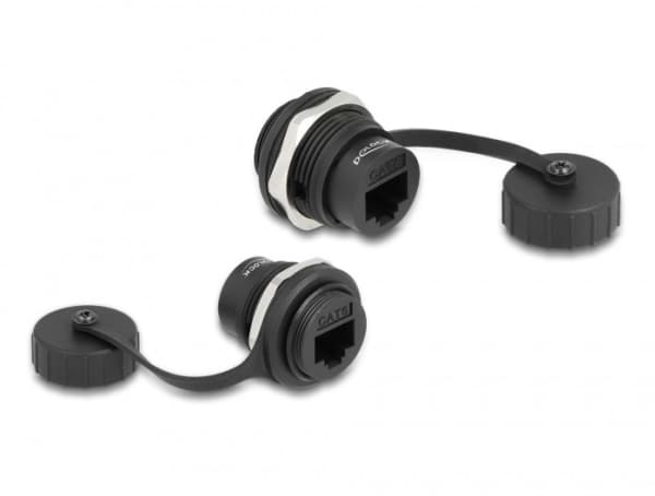 Delock - Click i -moduuli - CAT6 pölysuojalla IP67 pöly- ja vesitiivis - RJ 45 - 1 verkkopistorasia - 1 moduuli - musta