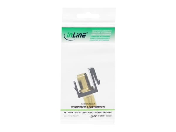 InLine 76202H, platt, svart, F-kontakt, F-kontakt, F-kontakt, kvinnlig kontakt, kvinnlig kontakt