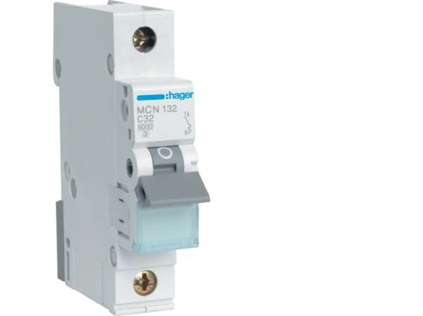 Hager MCN132, 50 - 60 Hz, 32 A, 1P, 17,5 mm, 70 mm, 83 mm