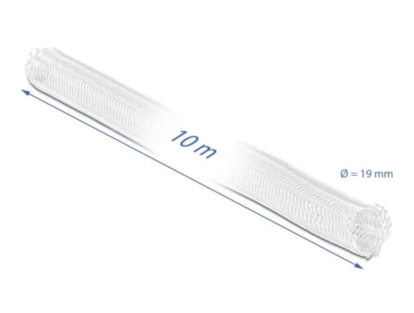 Delock - Flätad ärm - 19 mm diameter with hook-and-loop fastener - 10 m - vit