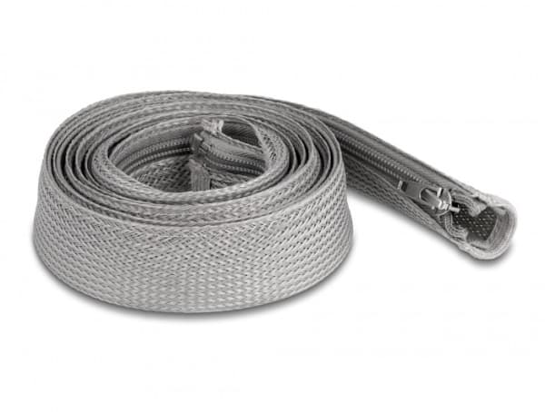 Delock - Flätad ärm - 30 mm diameter with zip fastener - 2 m - grå