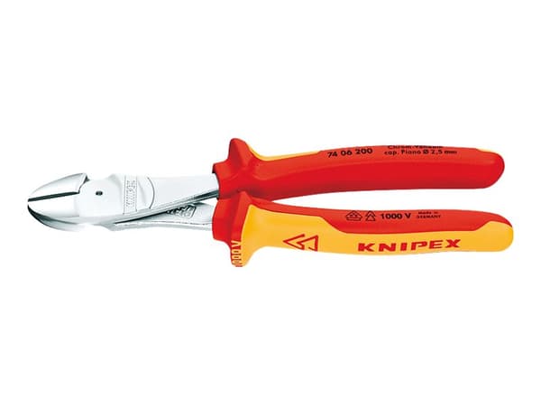 Knipex 74 06 200, Sivuleikkurit, Kromivanadiini-teräs, Muovi, Oranssi, Punainen, 200 mm, 308 g