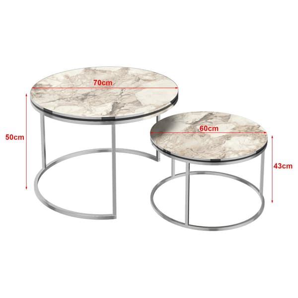Soffbord Skagen set om 2 marmormönster vit [en.casa]