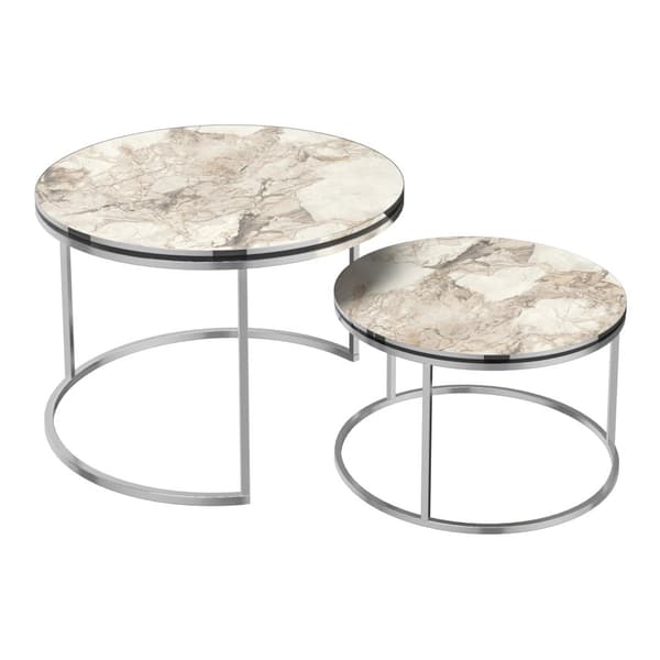 Soffbord Skagen set om 2 marmormönster vit [en.casa]