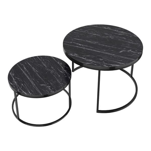 Soffbord Skagen set om 2 marmormönster svart [en.casa]