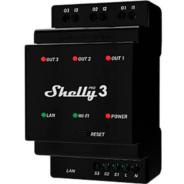 Shelly Shelly Pro 3 Styrenhet/Main Panel Wi-Fi, Bluetooth