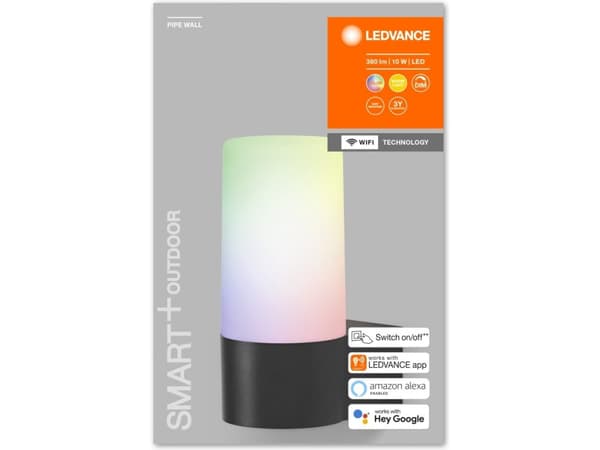 LEDVANCE Smart+ Pipe Multicolor, Seinävalaistus ulkotiloihin, Harmaa, Wi-Fi, Lämmin valkoinen, 380 lm, 270°