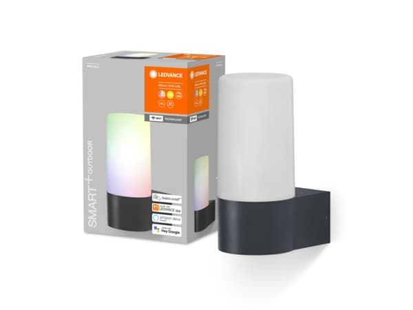 LEDVANCE Smart+ Pipe Multicolor, Seinävalaistus ulkotiloihin, Harmaa, Wi-Fi, Lämmin valkoinen, 380 lm, 270°
