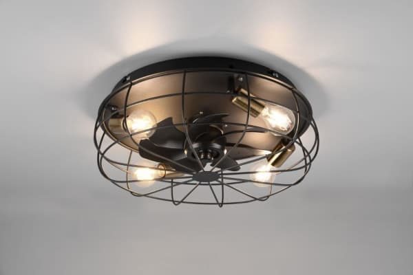 Trio Trondheim fan lamp 48 cm, 4 x E27, matt black