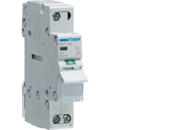 Hager SBT116, 1P, Grå, 440 V, 50 - 60 hz, 17,5 mm, 83 mm