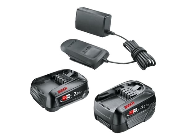 Bosch 18V Li-ion batteriladerpakke, 2,0 Ah + 4,0 Ah batteri og AL 18V-20 lader
