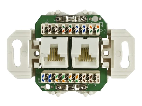 Deltaco VR-127, 2 x RJ-45, UTP, Valkoinen, 80 mm, 20 mm, 80 mm