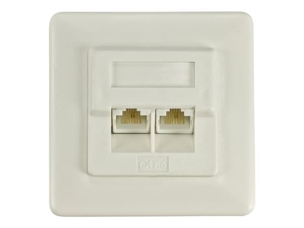 Deltaco VR-127, 2 x RJ-45, UTP, Valkoinen, 80 mm, 20 mm, 80 mm Valkoinen