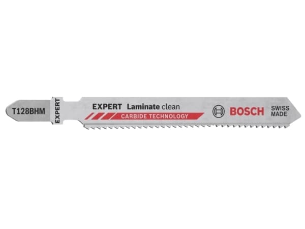 Bosch T128BHM, Stikksagblad, Laminat, Gipsplater, Polyvinylklorid (PVC), Karbid, Rustfritt stål, 1,8 mm, 1,5 cm