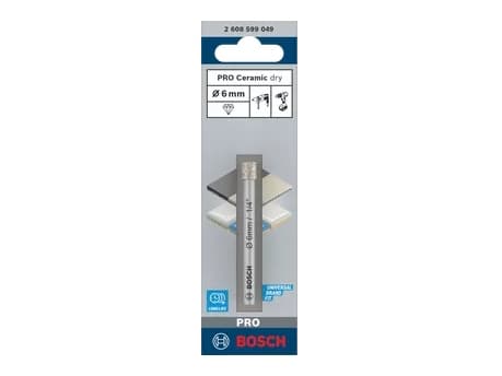 Bosch 2 608 599 049, Drill, Diamantdrillbor, 6 mm, Hard keramikk, Flis, 6,6 cm, Sylindrisk Skaft