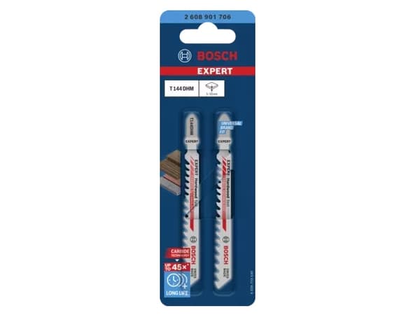 Bosch T144DHM, Figursågblad, Hårt träslag, Plast, Karbid, Rostfritt stål, 3,5 mm, 5 mm