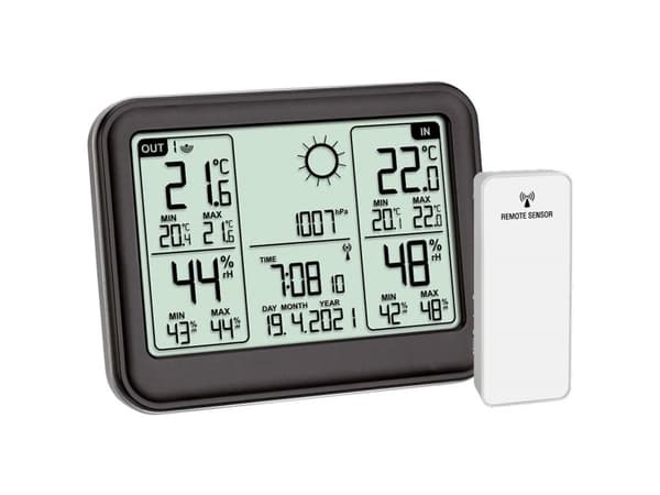 TFA-Dostmann 35.1141.01, Svart, Inomhushygrometer, Inomhustermometer, Utomhushygrometer, Utomhustermometer, Barometer, hygrometer, Termometer, hygrom