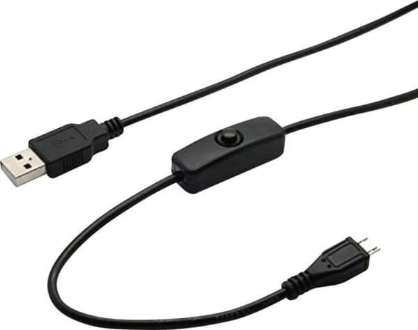Joy-it K-1470 Strømkabel Raspberry Pi, Arduino [1x USB 2.0 stik A - 1x USB 2.0 stik Mikro-B] 1.50 m Sort inkl. til/fra-kontakt