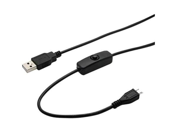 Joy-it K-1470 Strømkabel Raspberry Pi, Arduino [1x USB 2.0 stik A - 1x USB 2.0 stik Mikro-B] 1.50 m Sort inkl. til/fra-kontakt