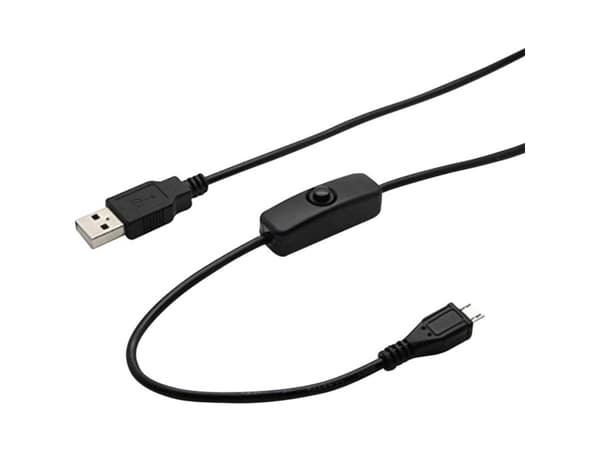 Joy-it K-1470 Strømkabel Raspberry Pi, Arduino [1x USB 2.0 stik A - 1x USB 2.0 stik Mikro-B] 1.50 m Sort inkl. til/fra-kontakt