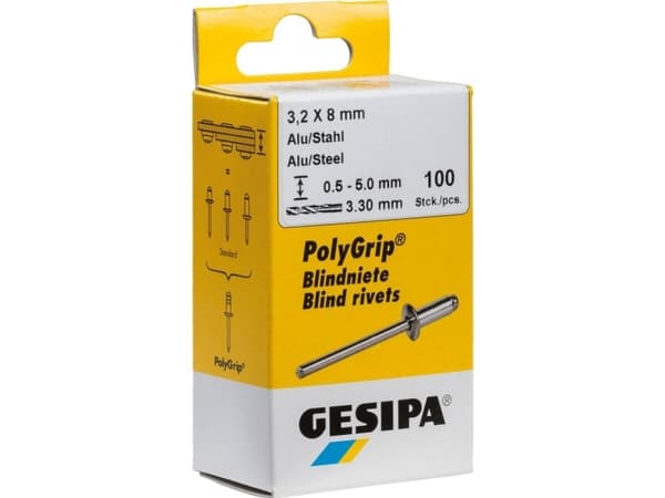 Gesipa 1433533 Umpinaiset (Ø x L) 4 mm x 6 mm Teräs Alumiini 100 kpl 100 kpl