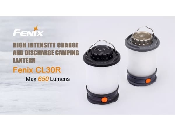 Fenix CL30R, Akulla toimiva retkilyhty, Musta, Ripustinlenkki, IPX7, 650 lm, LED