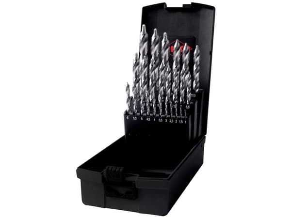 RUKO 259215RO HSS-G Spiralborsæt 25 dele DIN 338 Trefladeskaft 1 Set