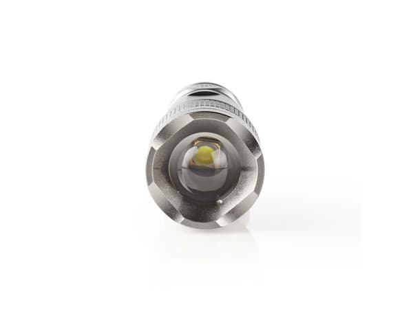 Nedis LTRH5WGY, Käsikokoinen taskulamppu, Harmaa, Alumiini, Painikkeet, IPX5, LED