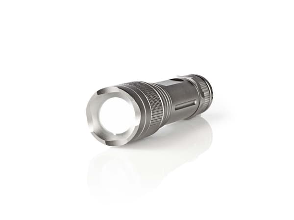 Nedis LTRH5WGY, Käsikokoinen taskulamppu, Harmaa, Alumiini, Painikkeet, IPX5, LED