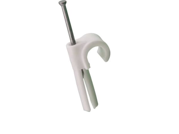 Mepac plugclip med søm for kabel 8-11 mm. Hvid. Bor Ø 5,5 mm - (100 stk.)
