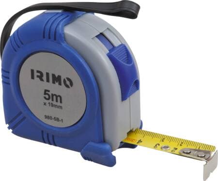 Måttband 5 m x 19 mm i plasthölje med bältesklämma