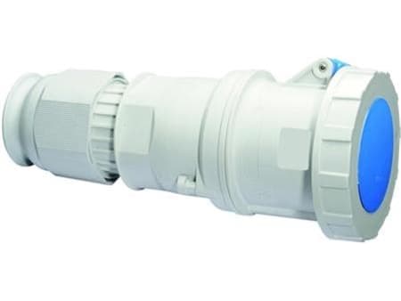 Cee Förlängningskabel H9 250V AC 125A 4Pol Blå med multigrip-kabelsträckning, förnicklad IP67 Polyamid