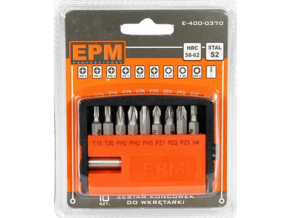 EPM Set med skruvmejselbits 9 st + förlängning E-400-0370