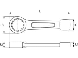 Yato YT-1604, Krom-vanadium-stål, Sort, 32 mm, 19,5 cm, 640 g, 1 stk