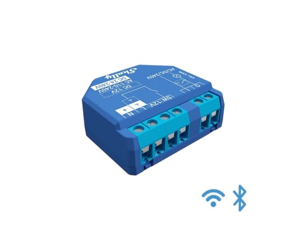 Shelly Plus 1 - Reläkontroll - trådlös - 802.11b/g/n, Bluetooth 4.2 - 2400 - 2495 MHz - blå