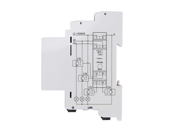 Shelly Pro 3EM - WiFi 3-faset energimåler, 120A