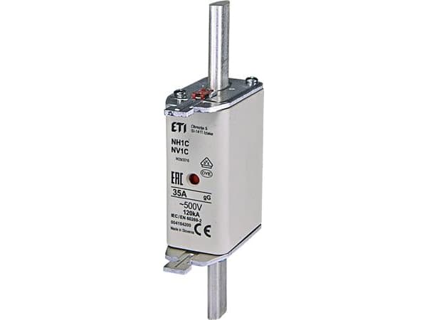 Sulake NH1 35A gG, 500V AC, katkaisukyky 120kA, standardi IEC 60269-1, IEC 60269-2. Tilan ilmaisimella - (3 kpl)