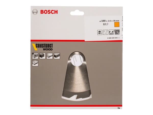 Bosch RUNDSAVKLINGE CONSTRUCT 190X2,6X30MM 12T