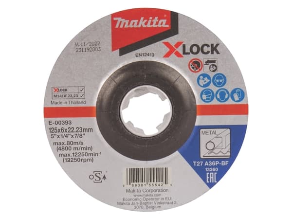 Makita - Slipeskive - for metall - 125 mm - grovkorn: A36P-BF - for Makita GA041GM201; XGT GA041GZ